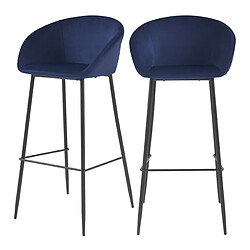 Rendez Vous Deco Chaise de bar Marquise bleue H75cm (lot de 2)