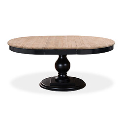 Table ronde extensible en bois massif Héloïse Bois naturel et pied noir pas cher