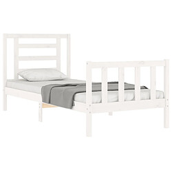 Acheter Maison Chic Cadre/structure de lit avec tête de lit pour adulte - Lit Moderne Chambre blanc simple bois massif -MN21483