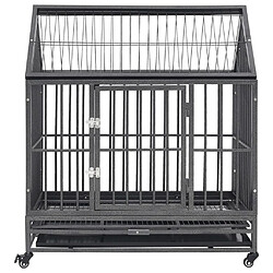 vidaXL Cage pour chien avec roues et toit Acier 92x62x106 cm