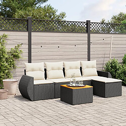 vidaXL Salon de jardin 6 pcs avec coussins noir résine tressée 