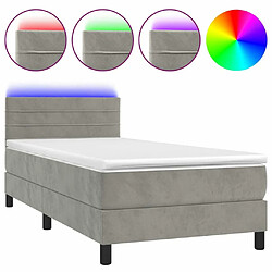 Maison Chic Lit adulte- Lit + matelas,Sommier à lattes de lit et matelas et LED Gris clair 80x200 cm -GKD11494