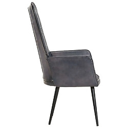 Acheter Maison Chic Fauteuil de Chambre à Coucher Salon,Chaises de Salle à Manger,Chaise à oreilles Gris Cuir véritable -GKD27730