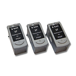 Lot de 3 cartouches d'encre vhbw pour Canon Pixma ip1800, ip2500, ip2600, mp140, mp190, mp210, mp220, mp470. remplace: Canon PG-37. 