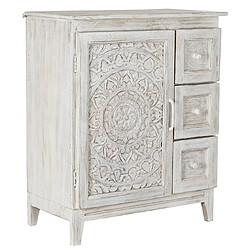 Pegane Buffet haut Meuble de rangement en bois de manguier coloris blanc - Longueur 72 x Hauteur 87 x Profondeur 40 cm