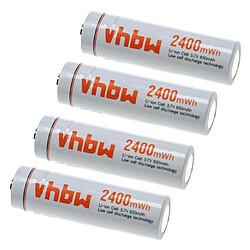 vhbw Piles rechargeables AA Mignon, 4 pièces - Batteries rechargeables (650mAh, 3,7V, Li-ion) 