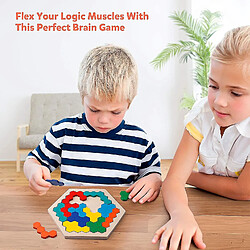 Universal Puzzle d'hexagone en bois pour les adultes des enfants - Bloc de forme Tangram Brain Tease