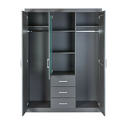 Pegane Armoire avec 3 portes coloris gris en Pin massif - largeur 140 x profondeur 55 x hauteur 190 cm