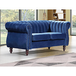 Vente-Unique Canapé chesterfield 2 places en velours bleu roi TRUMBO 