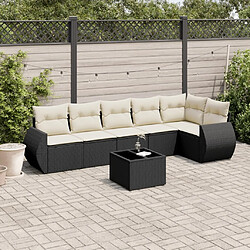 Maison Chic Ensemble Tables et chaises d'extérieur 7pcs avec coussins,Salon de jardin noir résine tressée -GKD781327