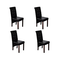 Decoshop26 Lot de 4 chaises de salle à manger cuisine capitonné design classique en synthétique noir CDS021799 