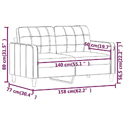 vidaXL Canapé à 2 places Rouge bordeaux 140 cm Tissu pas cher