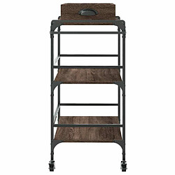 Maison Chic Desserte de cuisine | Chariot de cuisine | Meuble de rangement roulant chêne marron 81,5x41x92,5 cm bois ingénierie -GKD91119 pas cher