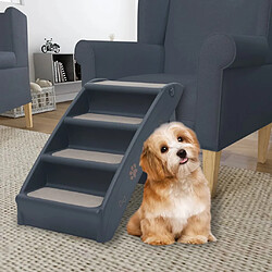 vidaXL Escalier pliable à 4 marches pour chiens Gris foncé 