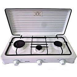 Cuisinière à gaz portable pour le camping, 3 brûleurs, blanc, , Blanc, MPM, KN-03/1K 