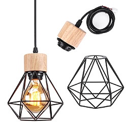 Acheter Stoex Suspension Luminaire Rétro Lampe À Suspension Vintage Noir À 3 Lumières, Plafonnier D'Intérieur Moderne en Métal Et en Bois