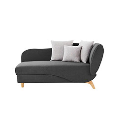 Vente-Unique Méridienne gauche convertible en tissu anthracite avec coffre de rangement PENELOPE