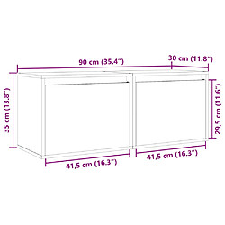 vidaXL Armoires murales 2pcs Marron miel 45x30x35cm Bois de pin massif pas cher