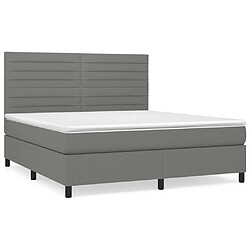 vidaXL Sommier à lattes de lit avec matelas Gris foncé 160x200cm Tissu