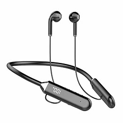 Casque Sans Fil Compatible Bluetooth Led Affichage Numérique Stéréo Sport Cou Écouteur Noir 