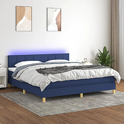 vidaXL Sommier à lattes de lit avec matelas LED Bleu 180x200 cm Tissu 