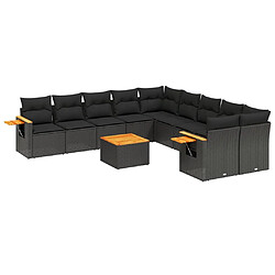 Maison Chic Salon de jardin 11 pcs avec coussins, Ensemble Tables et chaises d'extérieur noir résine tressée -GKD393339