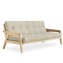 Inside 75 Canapé convertible futon GRAB pin naturel coloris beige couchage 130 cm. 