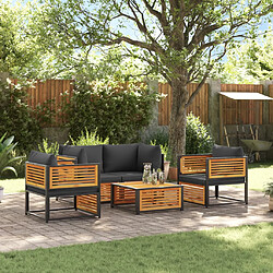 vidaXL Salon de jardin avec coussins 5 pcs Bois d'acacia solide 