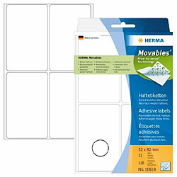 Elysees Paris Herma 10618 Étiquettes universelles amovibles/movables 52 x 82 mm 128 pièces Blanc 