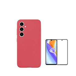 Kit de film en verre trempé de la couverture de 5D + couvercle de silicone liquide Phonecare pour Samsung Galaxy A05s - rouge