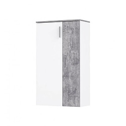 Meubletmoi Armoire à chaussures 2 portes 5 tablettes décor blanc béton - AMELIE