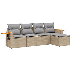 vidaXL Salon de jardin avec coussins 5 pcs beige résine tressée