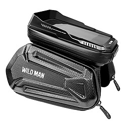 Sacoche Vélo 1.2L Triple Pochette Fenêtre Tactile Étanche Wildman XT6 Noir 