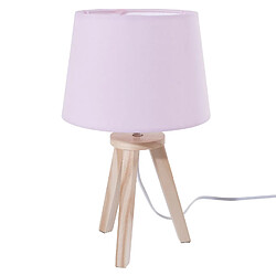 Atmosphera, Createur D'Interieur Lampe de chevet en bois sur 3 pieds - H. 30,5 cm - Rose