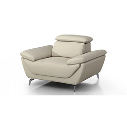 La Maison Du Canapé Fauteuil en cuir LEA Beige pas cher