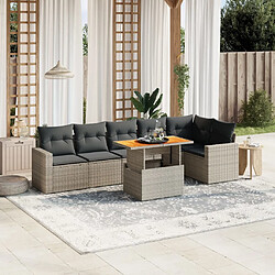 vidaXL Salon de jardin avec coussins 7 pcs gris résine tressée 