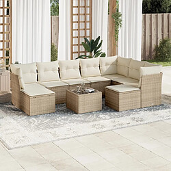 Maison Chic Salon de jardin avec coussins 10 pcs | Ensemble de Table et chaises | Mobilier d'Extérieur beige résine tressée -GKD58825