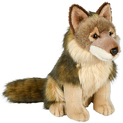 Uni-Toys Peluche Loup Assis de 25 cm marron 