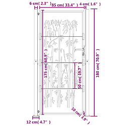 vidaXL Portail de jardin anthracite 105x180 cm acier design de bambou pas cher