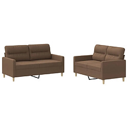 vidaXL Ensemble de canapés 2 pcs avec coussins Marron Tissu