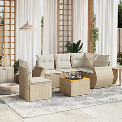 vidaXL Salon de jardin avec coussins 6 pcs beige résine tressée 