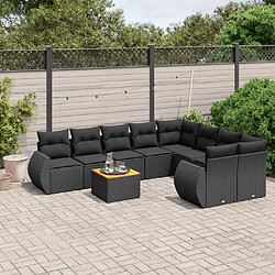 Maison Chic Ensemble Tables et chaises d'extérieur 9 pcs avec coussins,Salon de jardin noir résine tressée -GKD266788