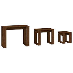 vidaXL Tables gigognes 3 pcs Chêne marron Bois d'ingénierie