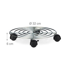 Helloshop26 Porte plantes à roulettes avec freins support pot de fleurs rond en métal 32 cm 13_0002153