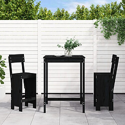 Maison Chic Table de bar et chaises d'extérieur 3 pcs,Ensemble de bar de jardin pour relax noir bois de pin massif -GKD443950