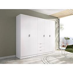 Vente-Unique Armoire 5 portes et 3 tiroirs - L202 cm - Blanc - LISTOWEL 