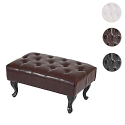 Mendler Pouf / ottoman de luxe lounge Chesterfield similicuir ~ pieds antiques, noir