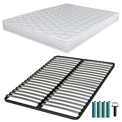 Ebac Matelas mousse + Sommier C220 160x200 Montana - Hauteur 18 cm - Soutien équilibré 