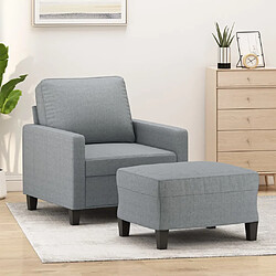 vidaXL Fauteuil avec repose-pied Gris clair 60 cm Tissu