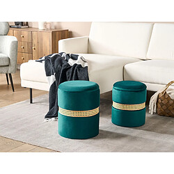 Beliani Lot de 2 poufs coffre en velours vert MEDFORD